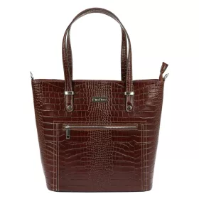   MiaMore 01-011 COCO barna női bőr kézitáska, válltáska, oldaltáska 38 x 32 x 13 cm