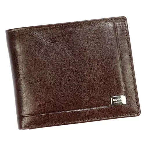 Rovicky sötétbarna férfi bőr pénztárca RFID védelemmel 12×9 cm