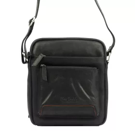   Pierre Cardin YS12 fekete bőr oldaltáska, válltáska 24 x 29 x 10 cm