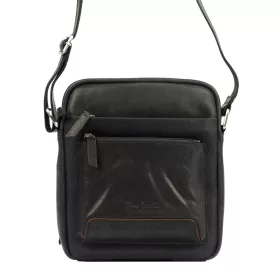   Pierre Cardin YS12 fekete bőr oldaltáska, válltáska 24 x 29 x 10 cm