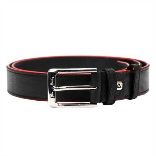 Pierre Cardin GF 9033 fekete-piros férfi marhabőr öv