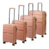 Jony rosegold 5 részes keményfalú bőrönd szett, kozmetikai táskával 30/53/55/67/77 cm