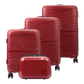   Jony bordó ABS 4 részes keményfalú bőrönd szett, kozmetikai táskával 30/55/67/77 cm