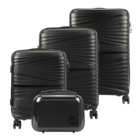   Jony fekete abs bőrönd szett 4 db-os, kozmetikai táskával