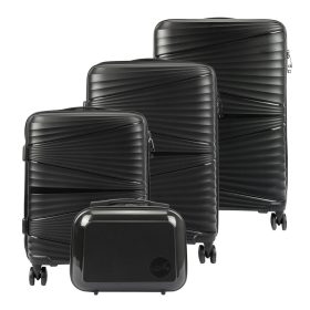   Jony fekete abs bőrönd szett 4 db-os, kozmetikai táskával