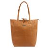 MiaMore 01-014 Z konyak női bőr válltáska, shopper 40 x 38 x 13 cm