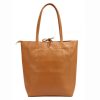 MiaMore 01-014 Z konyak női bőr válltáska, shopper 40 x 38 x 13 cm
