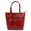 MiaMore 01-011 CROCO piros női bőr kézitáska 38 x 32 x 13 cm