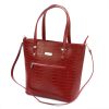 MiaMore 01-011 CROCO piros női bőr kézitáska 38 x 32 x 13 cm