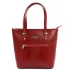 MiaMore 01-011 CROCO piros női bőr kézitáska 38 x 32 x 13 cm