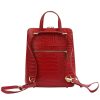 MiaMore 01-010 CROCO piros női bőr hátizsák 24 x 28 x 10 cm 