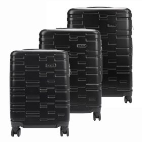   Gravitt 3 db-os  fekete keményfalú abs bőrönd szett 55/67/76 cm