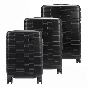  Gravitt 3 db-os  fekete keményfalú abs bőrönd szett 55/67/76 cm