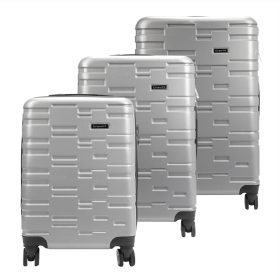   Gravitt 3 db-os ezüst abs keményfalú bőrönd szett 55/67/76 cm