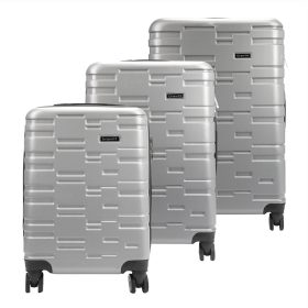   Gravitt 3 db-os ezüst abs keményfalú bőrönd szett 55/67/76 cm