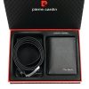 Pierre Cardin ZG-105-BR fekete férfi bőrpénztárca-bőr öv, ajándék szett 130 cm