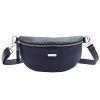 MiaMore 01-029 navy kék női bőr válltáska, oldaltáska, crossbody 23 x 13 x 6 cm
