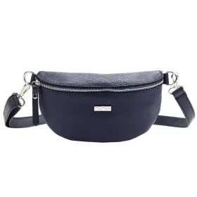   MiaMore 01-029 navy kék női bőr válltáska, oldaltáska, crossbody 23 x 13 x 6 cm