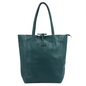   MiaMore 01-014 Z türkiz női bőr válltáska, shopper 40 x 38 x 13 cm