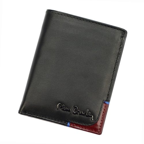 Pierre Cardin TILAK75 1810 fekete-piros férfi marhabőr pénztárca 8 x 10 x 2 cm