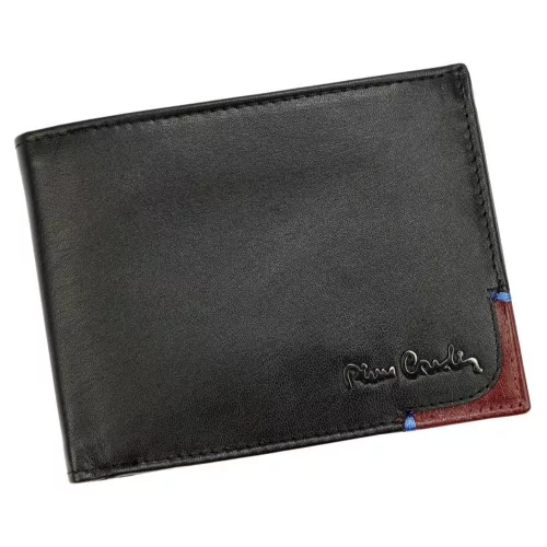 Pierre Cardin TILAK75 8804 fekete-piros férfi bőr pénztárca, RFID védelemmel, 12 × 9 cm