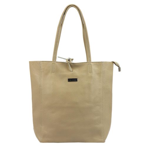 MiaMore 01-014 Z drapp női bőr válltáska, shopper 40 x 38 x 13 cm