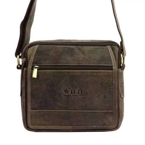 Wild 251L-MH barna férfi marhabőr táska 22 x 23 x 9 cm