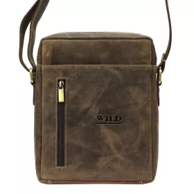 Wild MN-6-MH barna férfi bőr oldaltáska 21 x 26 x 6.5 cm