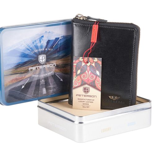 Peterson PTN 340 2-1-1 fekete férfi bőr pénztárca 10 x 13.5 x 2 cm