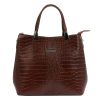 MiaMore 01-032 CROCO barna női bőr válltáska 35 x 28.5 x 15 cm