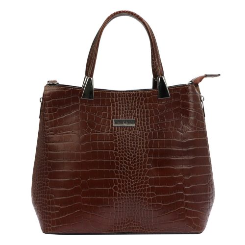 MiaMore 01-032 CROCO barna női bőr válltáska 35 x 28.5 x 15 cm