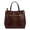 MiaMore 01-032 CROCO barna női bőr válltáska 35 x 28.5 x 15 cm