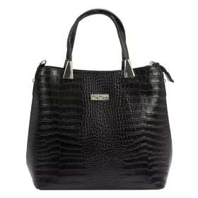   MiaMore 01-032 CROCO fekete női bőr válltáska 35 x 28.5 x 15 cm