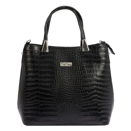 MiaMore 01-032 CROCO fekete női bőr válltáska 35 x 28.5 x 15 cm