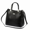 MiaMore 01-032 CROCO fekete női bőr válltáska 35 x 28.5 x 15 cm
