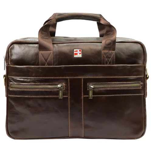 Nordee S134 S barna férfi bőr laptoptáska 15,6" 38 x 27 x 9 cm