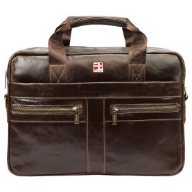   Nordee S134 S barna férfi bőr laptoptáska 15,6" 38 x 27 x 9 cm