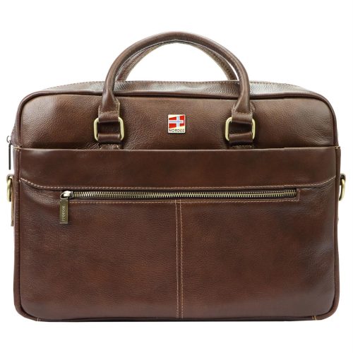 Nordee S133 barna férfi bőr aktatáska, laptop 15,6" 38 x 27.5 x 9 cm