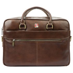   Nordee S133 barna férfi bőr aktatáska, laptoptartós 15,6" 38 x 27.5 x 9 cm
