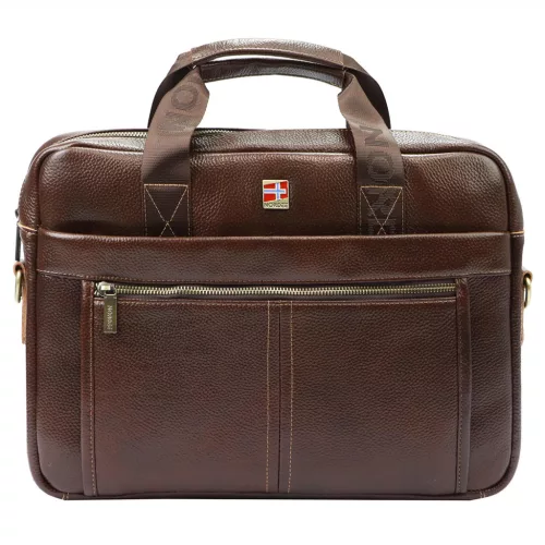 Nordee S137 barna férfi bőr laptoptáska 14" 38 x 27 x 10 cm