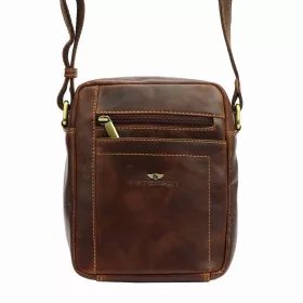   Peterson PTN TB-117-COM barna bőr férfi oldaltáska, válltáska 18 x 22 x 6 cm