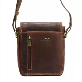   Peterson PTN TB-7032-COM barna féri bőr oldaltáska, válltáska 17 x 21 x 8 cm