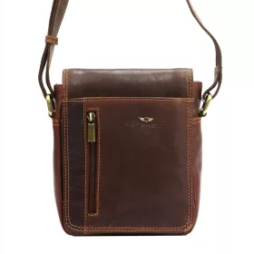   Peterson PTN TB-7032-COM barna féri bőr oldaltáska, válltáska 17 x 21 x 8 cm