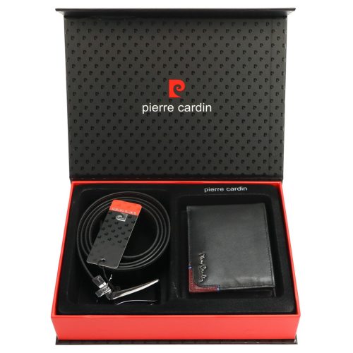 Pierre Cardin ZG-107 férfi bőrpénztárca, bőr öv ajándék szett 125 cm