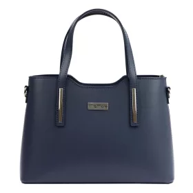   MiaMore 01-035 (22-005-1) navy női bőr kézitáska, válltáska, oldaltáska 32 x 23 x 12 cm