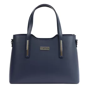  MiaMore 01-035 (22-005-1) navy női bőr kézitáska, válltáska, oldaltáska 32 x 23 x 12 cm