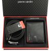 Pierre Cardin ZG-108-BR fekete férfi bőrpénztárca, bőr öv ajándék szett 130 cm