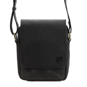   Nordee H1402 fekete férfi bőr oldaltáska, válltáska 20 x 24 x 8 cm