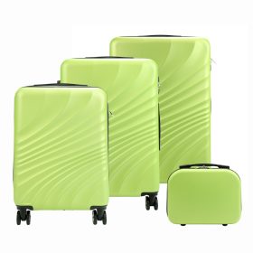   Gregorio limezöld ABS 4 részes keményfalú bőrönd szett, kozmetikai táskával  30/55/65/75 cm