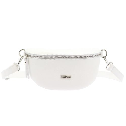 MiaMore 01-029 fehér női bőr válltáska, oldaltáska, crossbody 23 x 13 x 6 cm